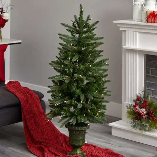 4ft. Pre-Lit Artificial Christmas Tree, Clear LED Lights {6}