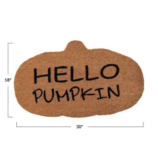 Hello Honey&reg; 30" Natural & Black Coir Hello Pumpkin Shaped Doormat {4}
