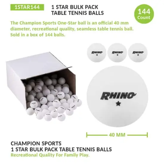 Champion Sports One-Star Table Tennis Balls, 144ct. {4}