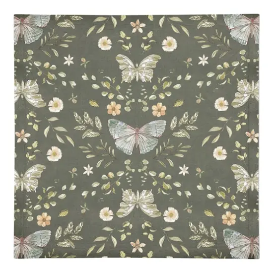 Butterfly Cotton Twill Napkin Forest Green {1}
