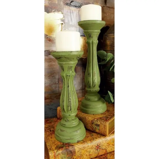 Green Wood Traditional Candle Holder Set, 3ct.  {9}