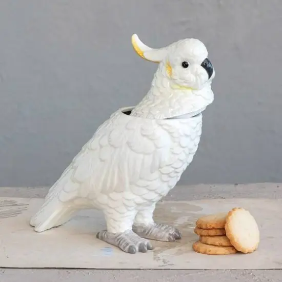 Hello Honey&reg; 9.25" White Ceramic Cockatoo Jar {3}