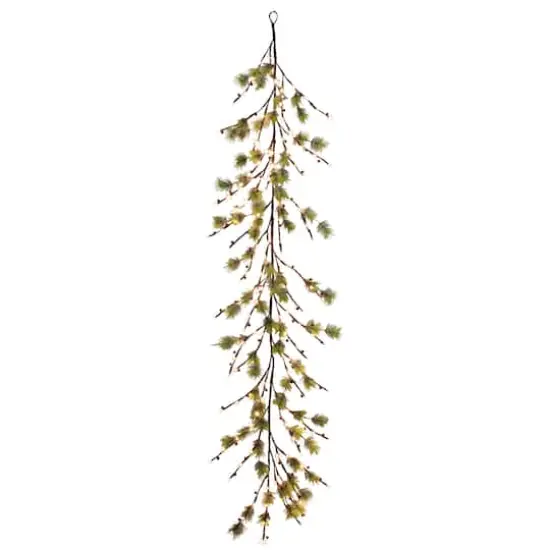 6ft. Twig Artificial Garland, Warm White LED Twinkle Lights {3}
