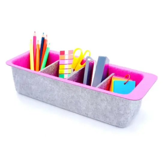 Welaxy Felt Adjustable 4 Slot Drawer Organizer Bin Hot Pink {5}