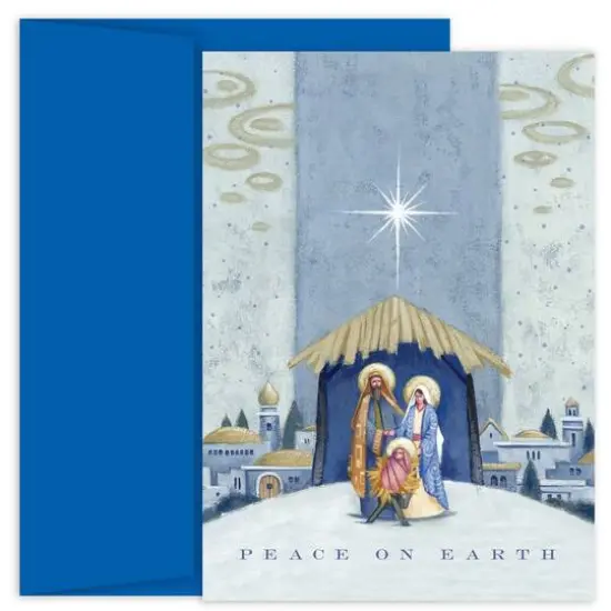 JAM Paper Nativity Beneath the Star Christmas Cards & Envelopes Set {1}