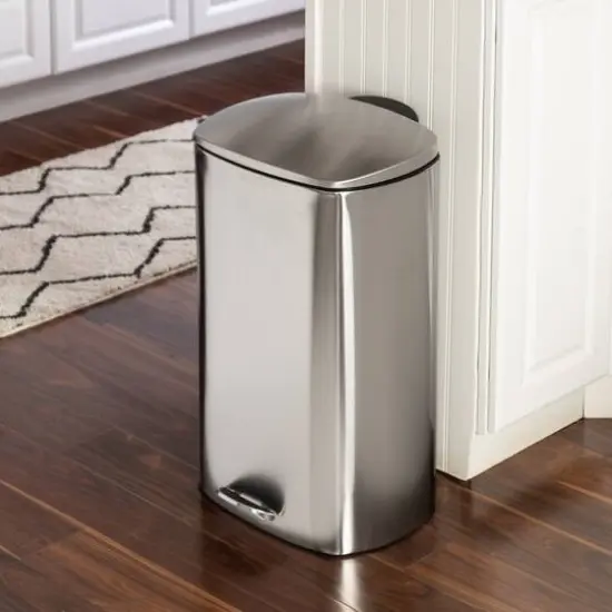 40L Rectangular Stainless Steel Step Trash Can With Lid {10}
