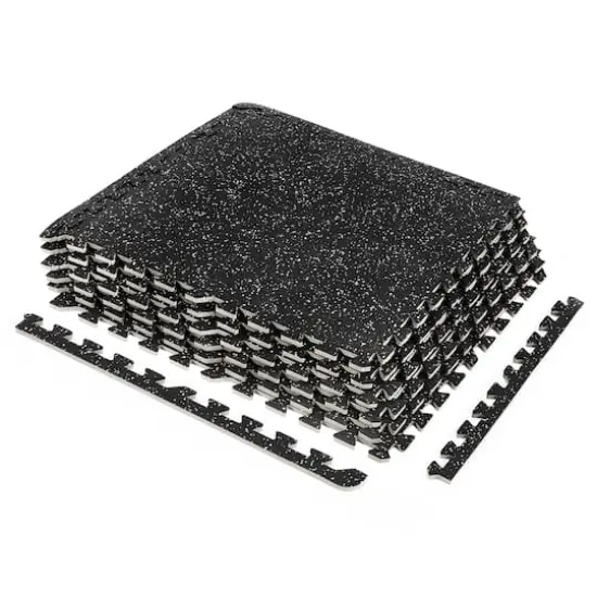 Sorbus 25" Black Exercise Mat Tile Set {1}