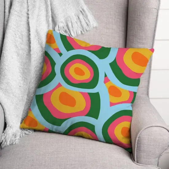 18" Abstract Retro Circles Spun Poly Pillow {3}
