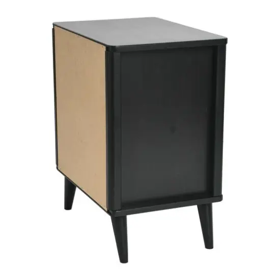 Hello Honey&reg; 26" Yume Mid Century Modern Solid Wood Nightstand with 2 Storage Drawers Black Stain Finish {6}