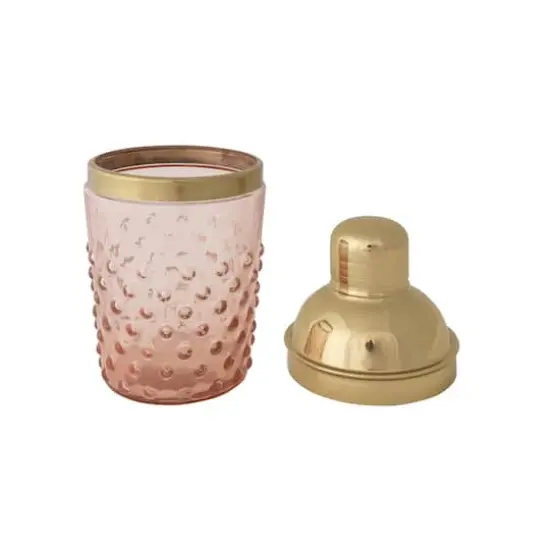 Hello Honey&reg; Pink & Gold Hand-Blown Glass & Stainless Steel Hobnail Cocktail Shaker {6}