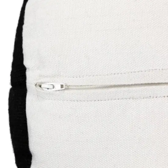 18" Black & White Woven Stripes Outdoor Pouf Ottoman {7}