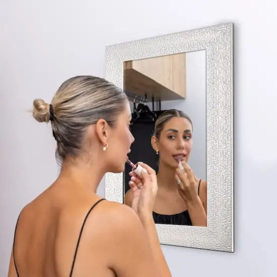 Head West 29" Chrome & White Tile Textured Frame Vanity Mirror {3}