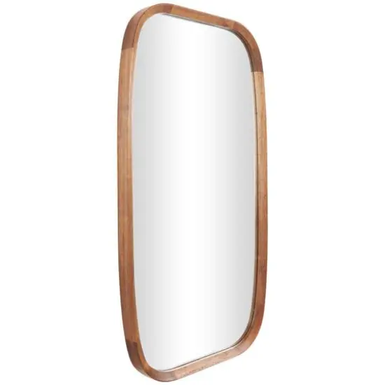 40" Brown Simplistic Wooden Wall Mirror with Rounded Edges {4}