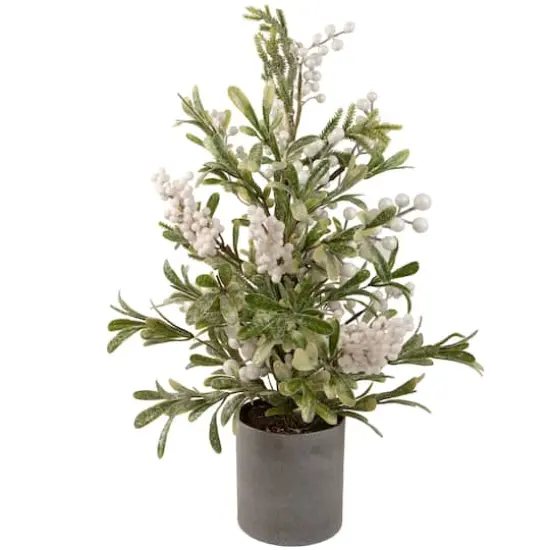 2ft. Unlit Potted White Berry & Frosted Pine Christmas Tree {1}