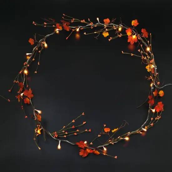 20ct. LED Warm White LED Red Leaf Garland String Lights by Ashland&reg; {3}