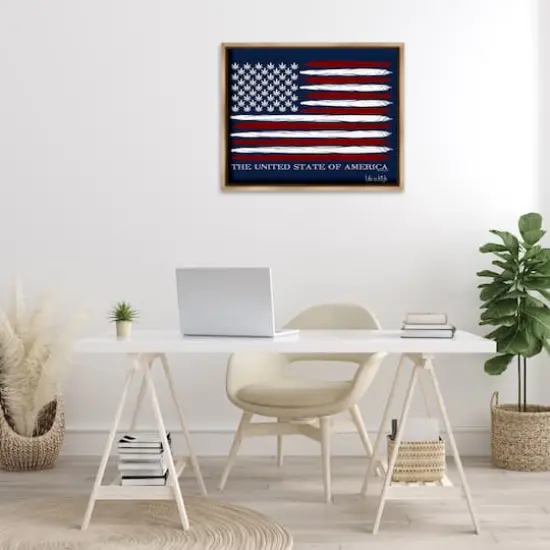 Stupell Industries Herb America Flag Floater Framed Art Brown {3}