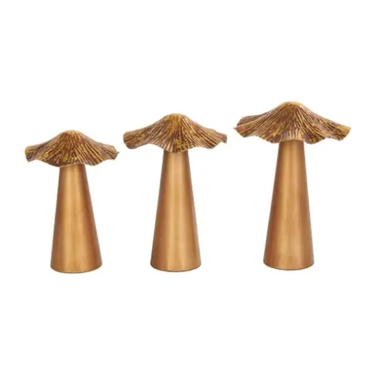 Bronze Metal Textured Mushroom Sculpture Set {1}