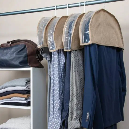 Household Essentials Hanging Garment Shoulder Covers, 4ct. Brown {4}