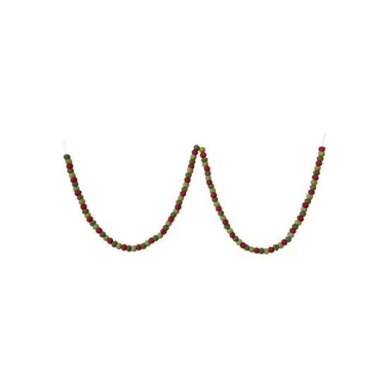 Hello Honey&reg; 12ft. Handmade Wool Felt Ball Garland in Printed Drawstring Bag Red/Green {1}