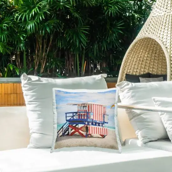 Stupell Industries Americana Beach Hut Outdoor Printed Pillow {3}