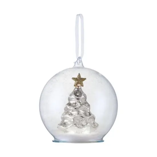 Silver Mercury Glass Tree Globe Ornament {1}