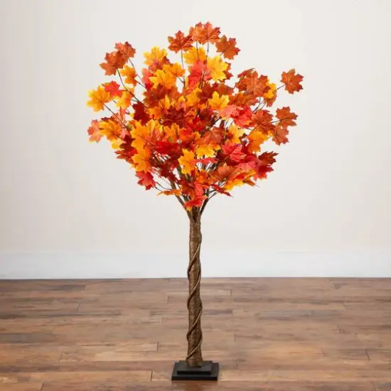 4ft. Pre-Lit Deluxe Autumn Maple Artificial Fall Tree with 68 Warm White LED Lights {9}
