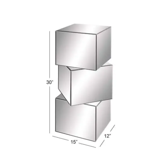 Clear Glass Glam Pedestal Table, 30" x 15" x 12" {5}
