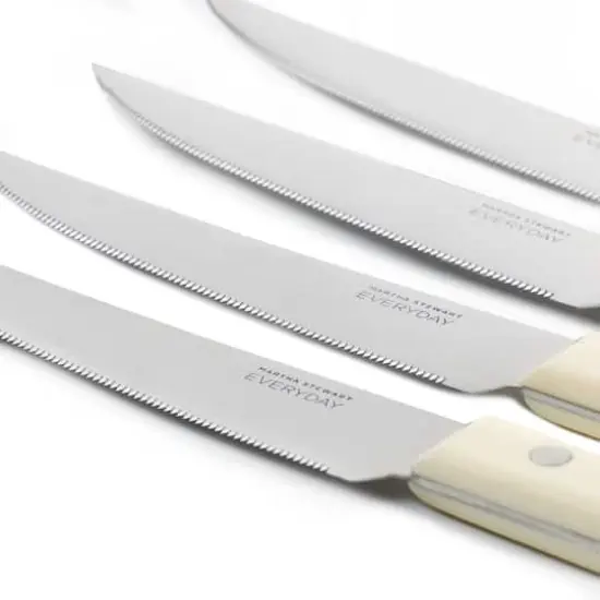 Martha Stewart Everyday 4-Piece White Stainless Steel Steak Knife Set {3}
