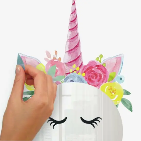RoomMates Floral Unicorn Mirror Peel & Stick Wall Decals {6}