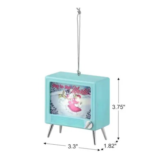 Teal Plastic Musical LED TV Ornament {4}