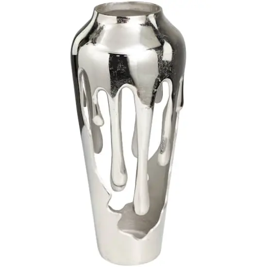 19" Silver Aluminum Drip Vase with Melting Designed Body {1}