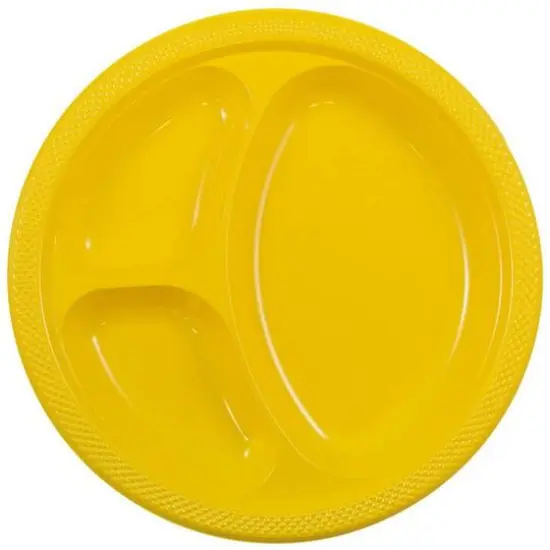 JAM Paper 10.25" Divided Plastic Party Plates, 20ct. Yellow {1}