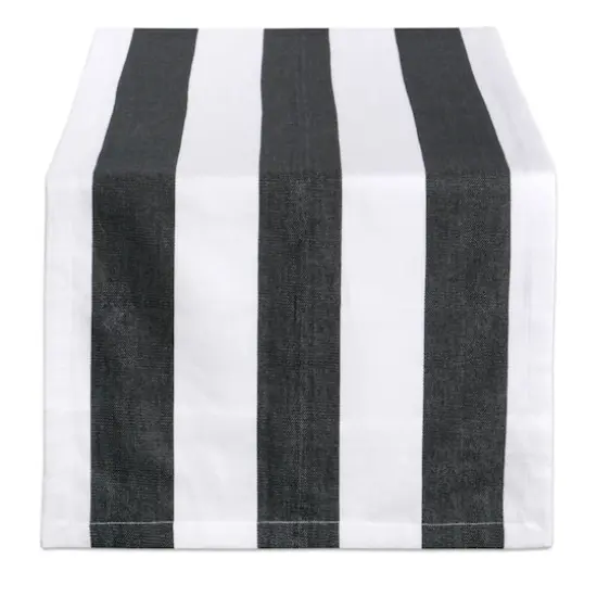 Black/White Dobby Stripe Table Runner 18" x 108" {1}