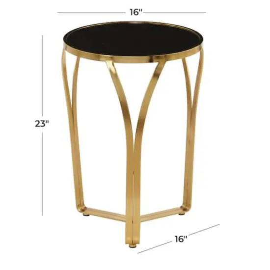 Gold Metal Contemporary Accent Table 23" x 16" x 16" {7}