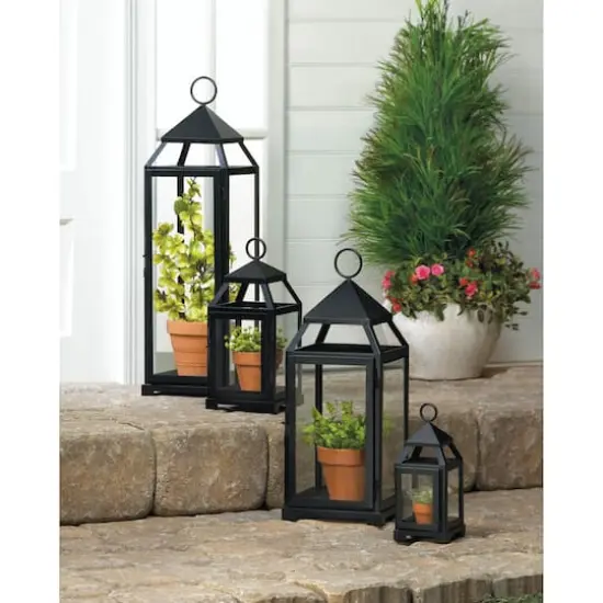 8.75" Black Mini Contemporary Lantern {4}