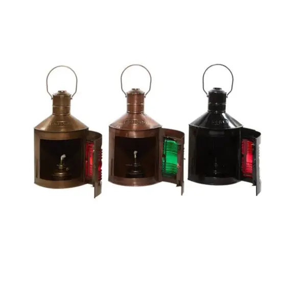 Set of 3" Multi Colored Metal Rustic Lantern, 5" x 11" {3}