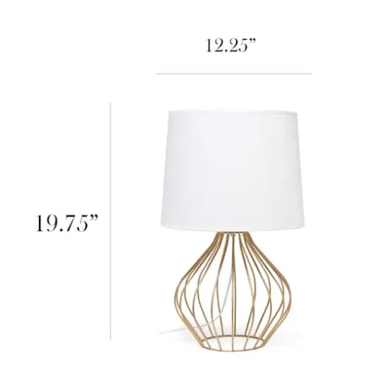 Simple Designs 19.7" Geometrically Wired Table Lamp Copper with White Shade {4}