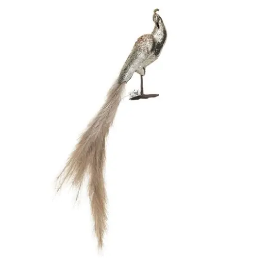 Hello Honey&reg; 11" Champagne Fabric & Feather Peacock with Glitter and LED Lights {1}