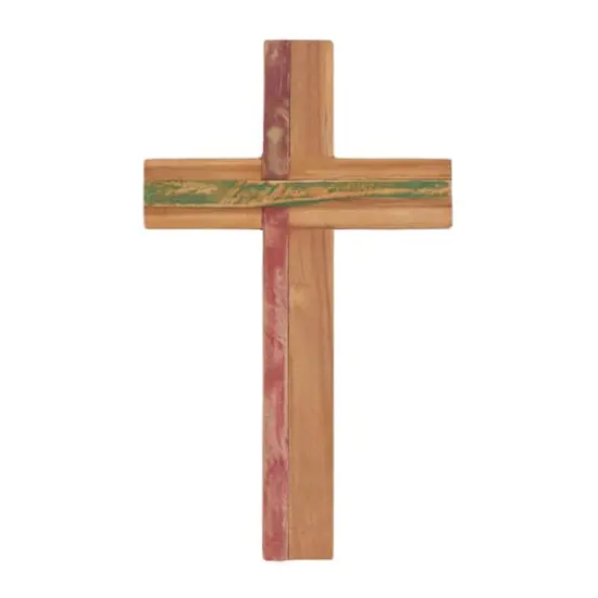 Brown Wood Industrial Cross Wall Decor, 20" x 12" x 2" {1}