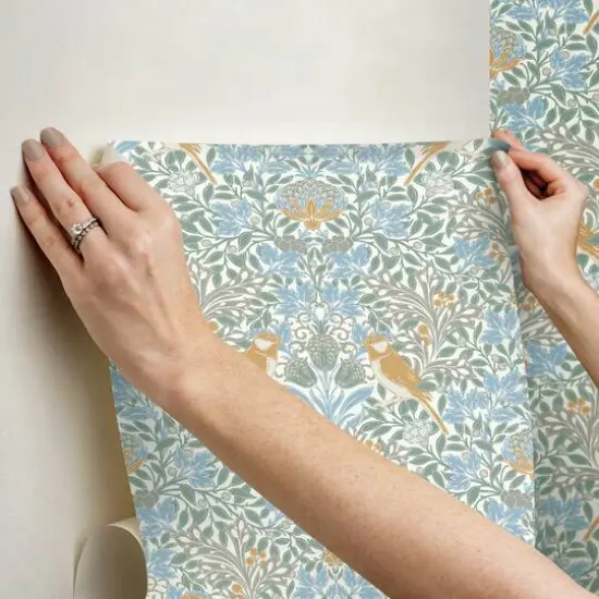 RoomMates Garden Aviary Peel & Stick Wallpaper Sky Blue {9}