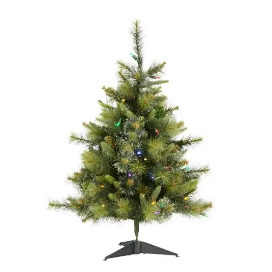3ft. Pre-Lit Cashmere Pine Artificial Christmas Tree, Multi-Colored LED Lights {1}