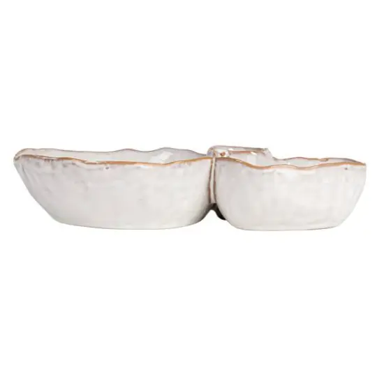 Hello Honey&reg; 8" White Tri-Section Stoneware Dish {8}
