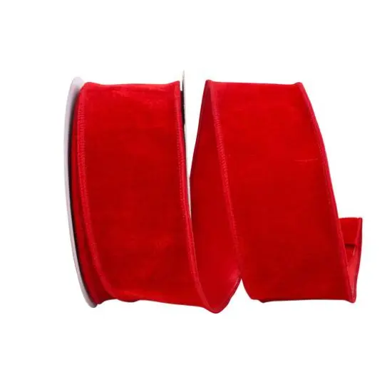 JAM Paper 2.5" x 10yd. Red Dupioni Backed Wired Plush Velvet Ribbon {1}