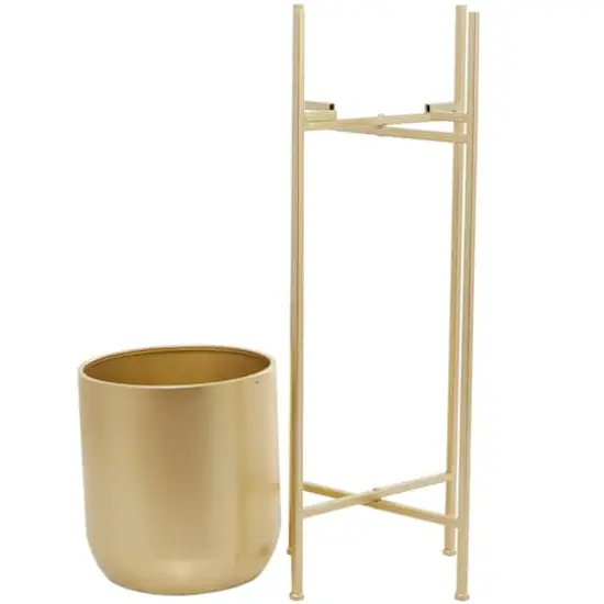 Gold Metal Modern Planter, 13" x 13" x 41" {4}