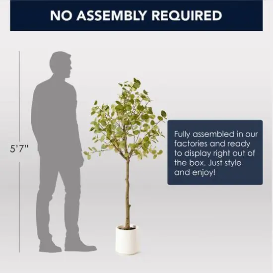 American Art Decor 5ft. Realistic Artificial Eucalyptus Tree Faux Plant in a White Pot  {7}