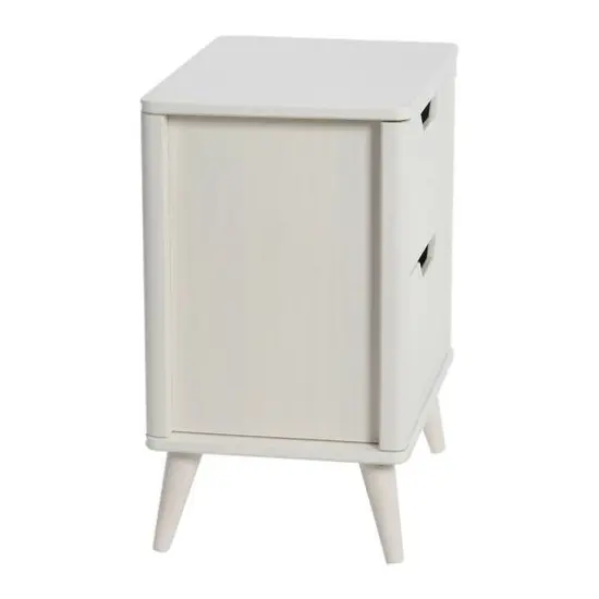 Hello Honey® 26" Yume Mid Century Modern Solid Wood Nightstand with 2 Storage Drawers White Finish {6}