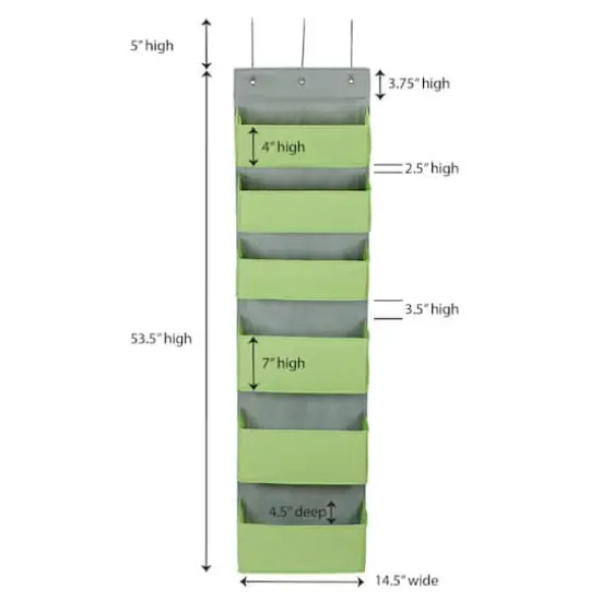 Household Essentials 4.7ft. 6-Pocket Over the Door Pocket Organizer Green {4}