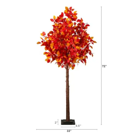 6ft. Pre-Lit Autumn Artificial Fall Tree with 300 Warm White LED Lights {3}