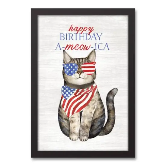 A-Meow-ica Black Framed Canvas {1}