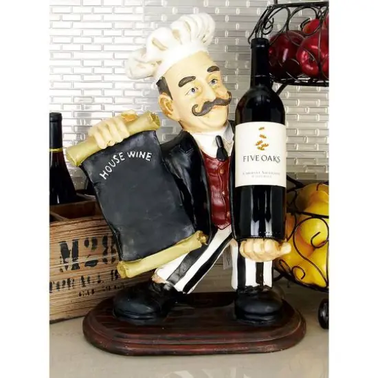 20" Black Polystone Traditional Decorative Chalkboard Sign with Wine Holder {10}